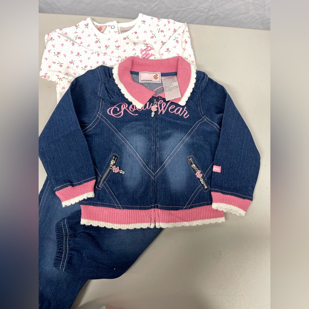 Rocawear Kids Denim Jacket with Pink Trim